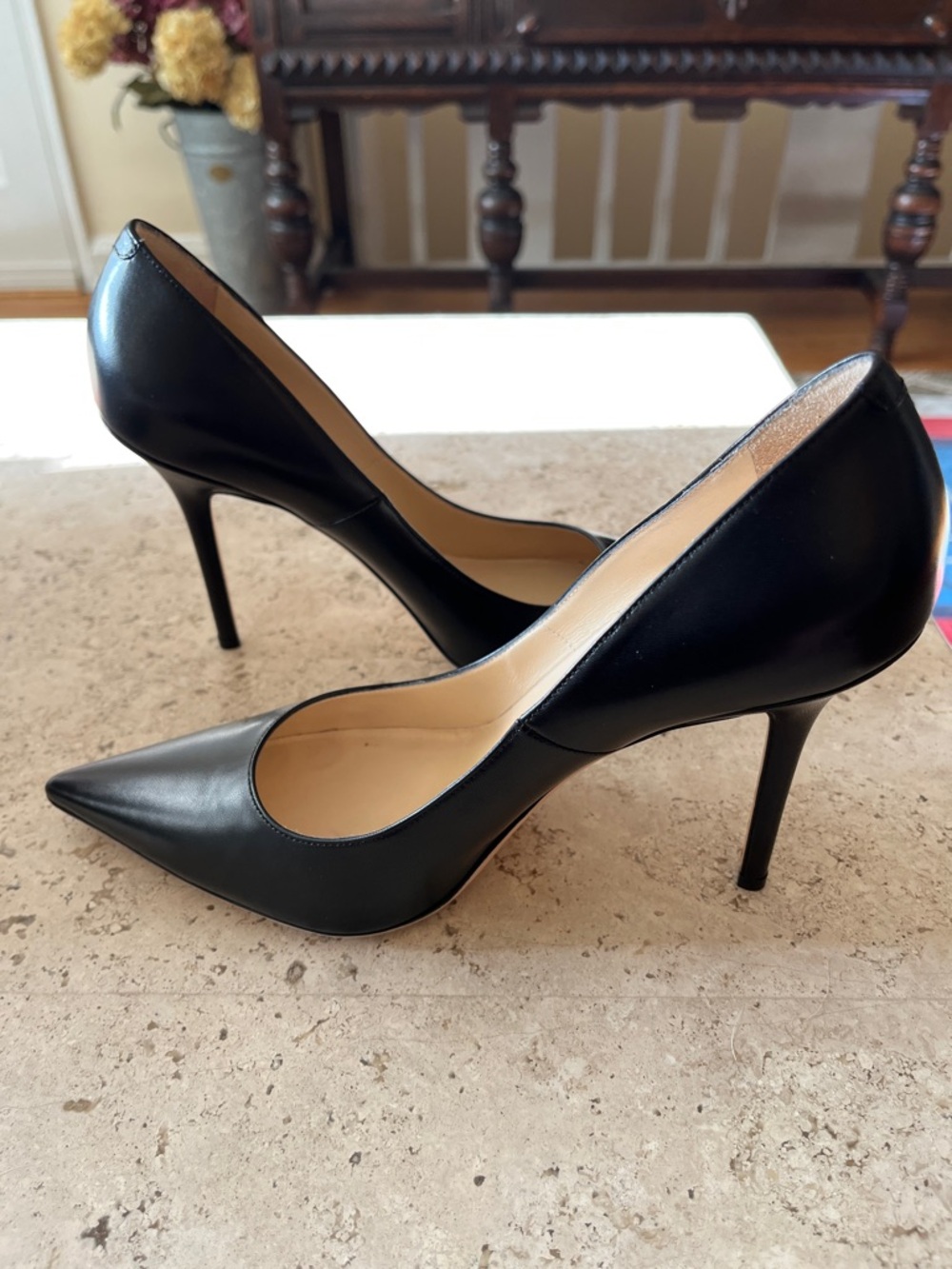 Jimmy Choi Abel Kid Black Leather Pointed-Toe Stiletto Pumps